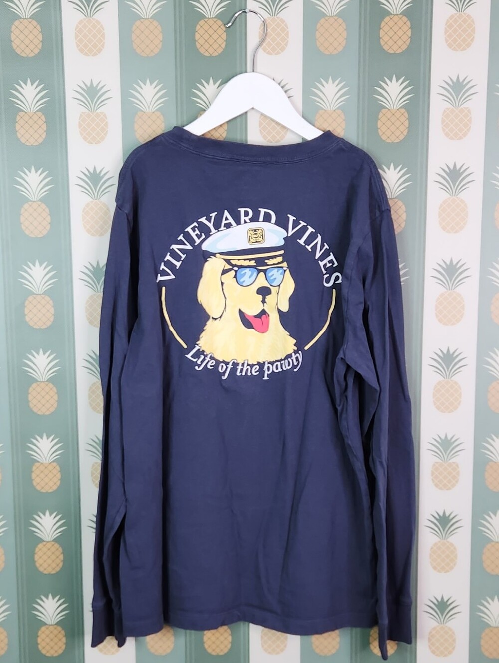Vineyard Vines Navy & Yellow 'Life of the Pawty' Dog Graphic Long-Sleeve Tee